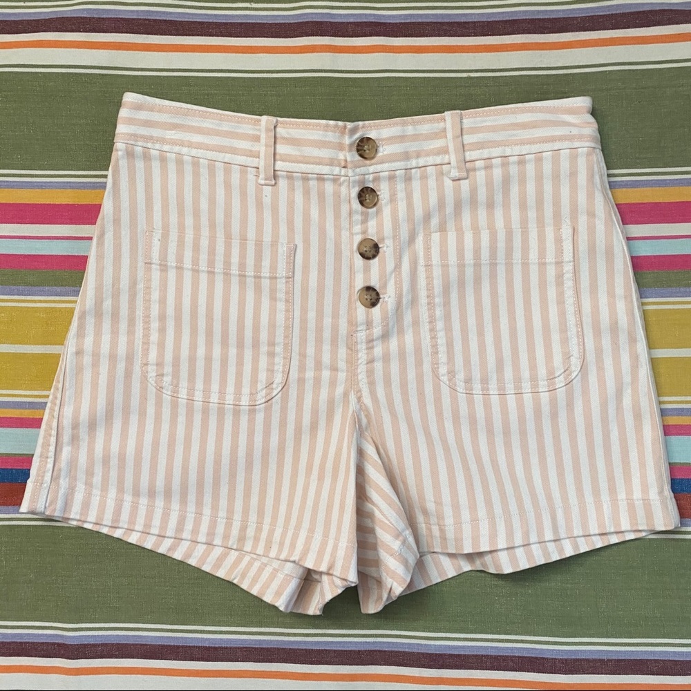 Gap High Rise Striped Button Up Shorts